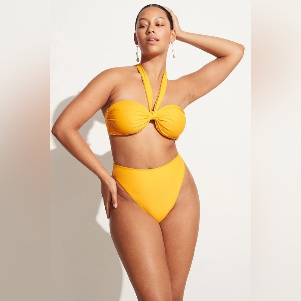 NWT Faithfull The Brand Locales Bikini Top Yellow Halter